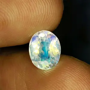 Natural Rainbow Moonstone 1.31crt Biduri Bulan Srilanka Ceylon Luster Pelangi Menyala Kristal sudah Memo Sky Lab