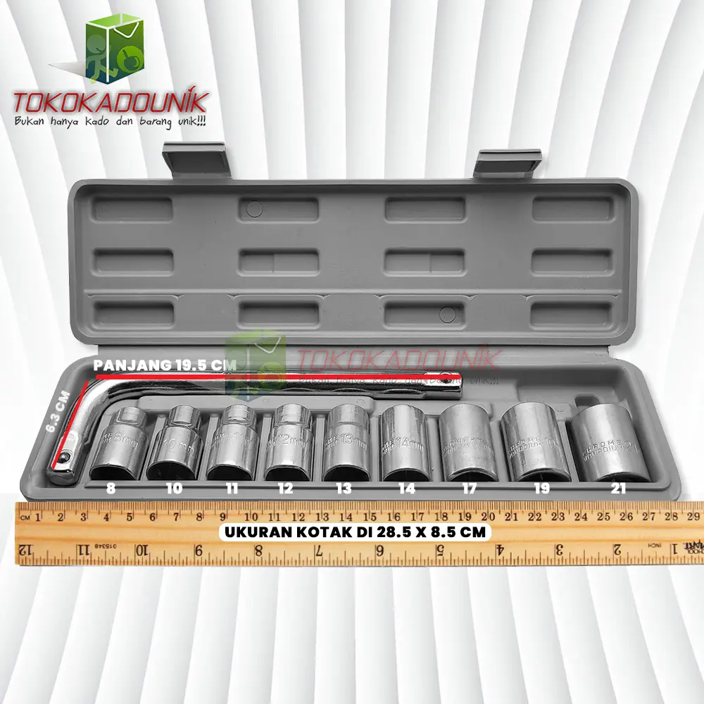 Kunci Sok 10 Pcs - Kunci Mobil, Motor, Perkakas Tukang Dan Bengkel Serbaguna 10 In 1 / konci Sock Wrench set pcs 27 pcs 46 pcs 40 pcs Lengkap dengan BOX Perkakas Tukang TERMURAH 10 in 1 gagang L