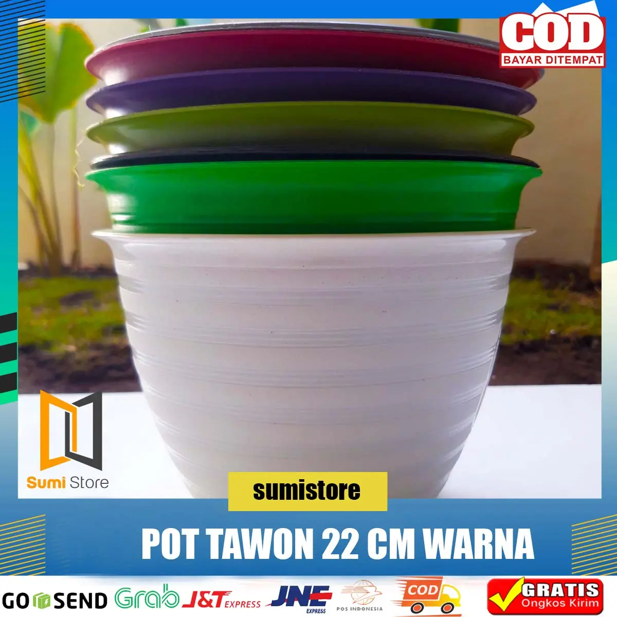 Pot Tawon 25- Pot Tawon 22 cm- Pot Tulip 20- Pot Bunga Plastik 22 Cm Warna