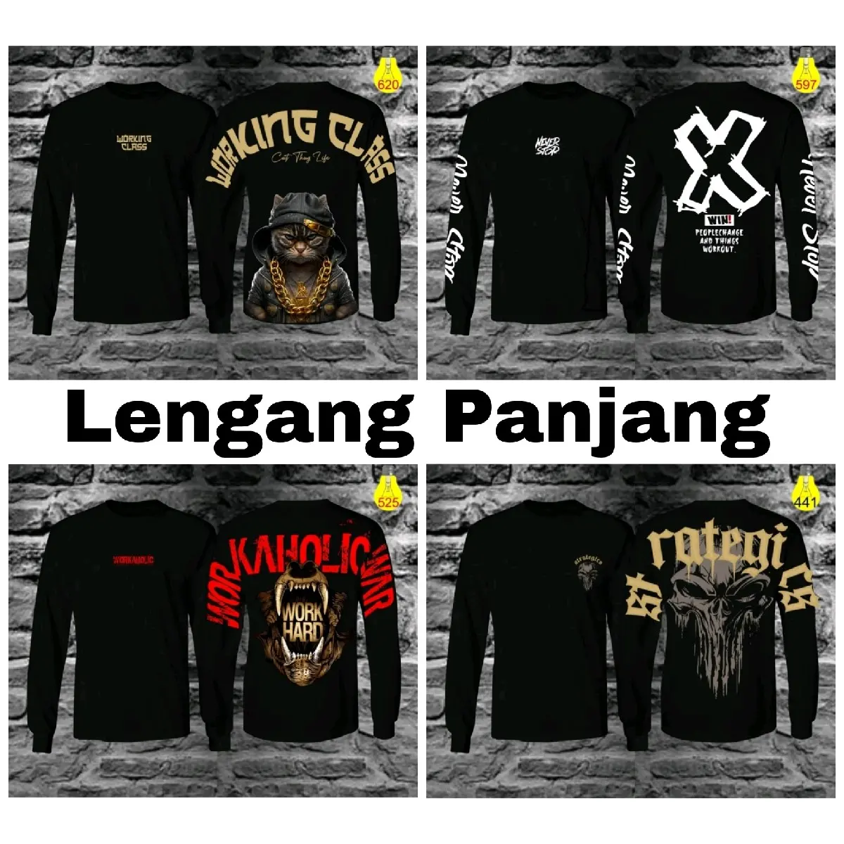 LENGAN PANJANG Kaos Pria Distro T-Shirt Oblong Atasan Cowok Dewasa Keren Kekinian 01