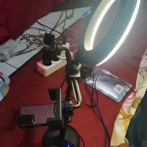 Bonkyo Tongkat Selfie Adjustable Multi-camara Desktop Live Broadcast Holder Ponsel Ring Light Lampu Tripod Hitam Kamera Bebas Arah Penyesuaian Sudut & Tinggi 360° 180°