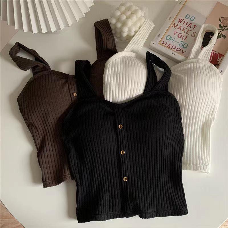 Product Introduction of Cute Sleeveless Cropped Tank Top Women's Crop Top Summer 2024 Korean Corset Top Camisole Knit Sexy Slim Vest with Bra Pads Tops Female Y2k 4