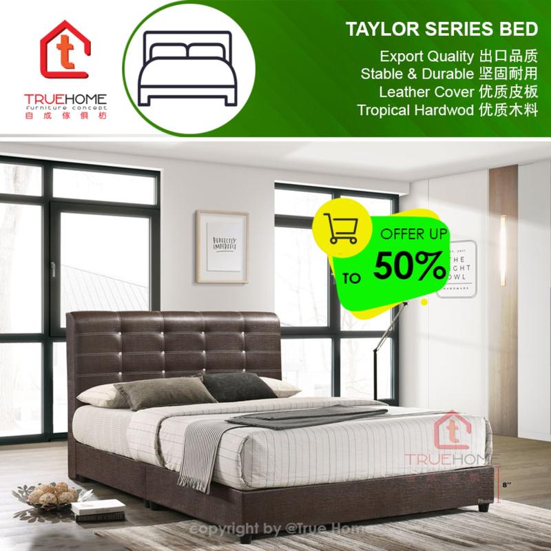 True Home TAYLOR Bed Frame & Headboard/Headboard Thickness:5.5" inches/PU Faux Leather & Foam/Single 3'/Queen 5'/King 6'TAYLOR Bed Frame & Headboard/Headboard Thickness:5.5" inches/PU Faux Leather & Foam/Single 3'/Queen 5'/King 6' 2