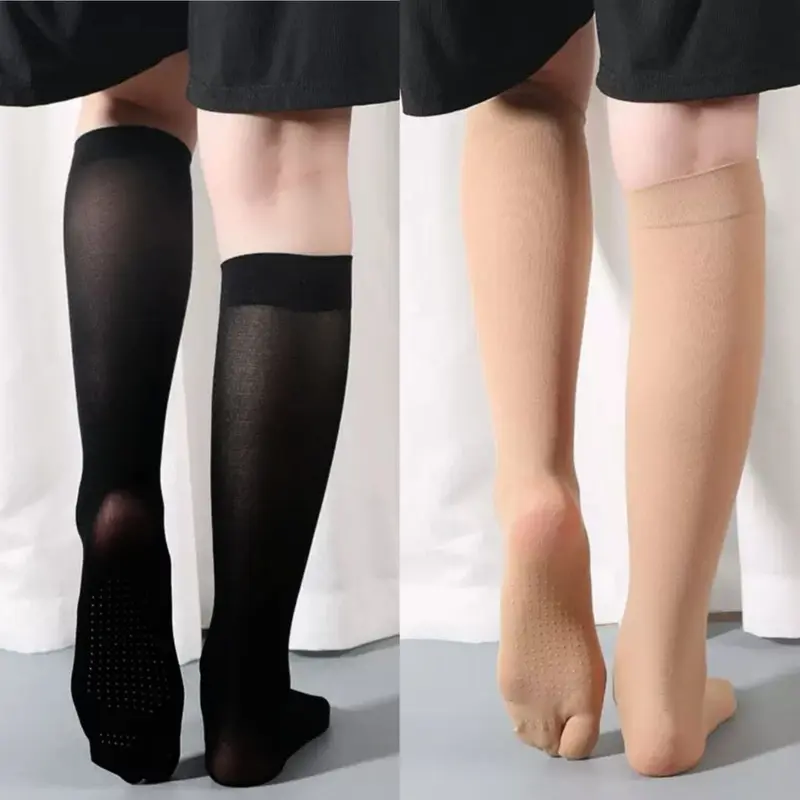 Kaos Kaki Stoking Jempol Polos Wanita bintik Anti Slip Pendek Sedang Panjang Warna Kulit Krem Stocking 1