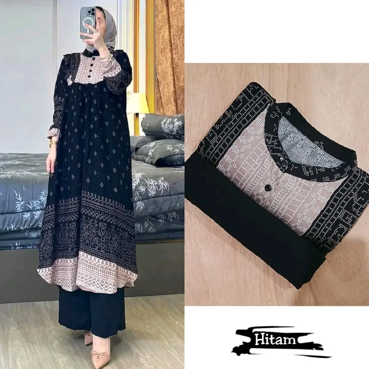 Setelan Tunik Erina Rayon Diamond Mix  Crinkle Airflow Celana Panjang