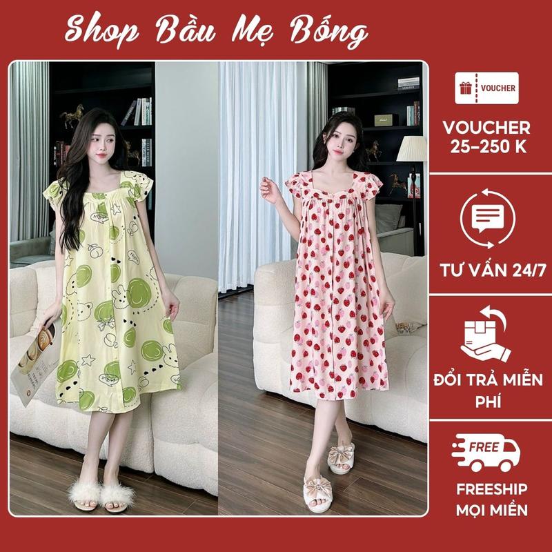 Váy Lanh Chất Liệu Lanh Lụa Cổ Vuông Tay Bèo Cánh Tiên Mềm Mịn, Thoáng Mát Tiện Lợi Cho Mẹ Bầu Mặc Cả Trước Và Sau Sinh, Form Rộng Thoải Mái Dễ Dàng Vận Động Có BIGSIZE