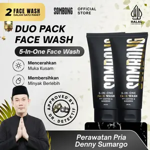 [DUOPACK] SOMBONG 5-in-1 Face Wash With Coffee & Ginseng 100ml (Cooling) Sabun Muka Pria Menthol Niacinamide Panax Ginseng Caffeine Menthol Allantoin