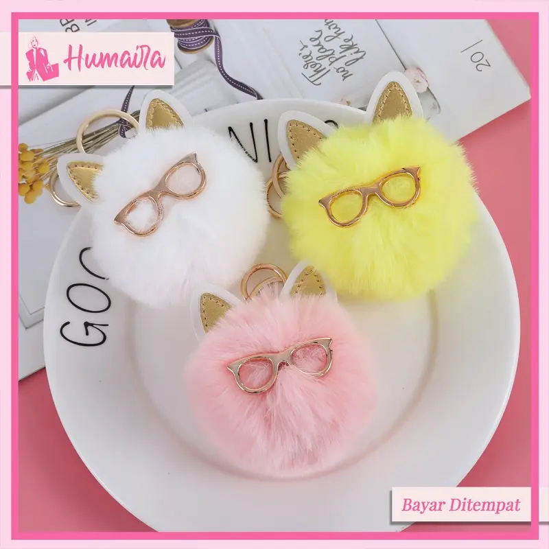 HUMAIRA Pom Pom Bulu Gantungan Tas Lucu Gantungan Kunci Pompom - CC036