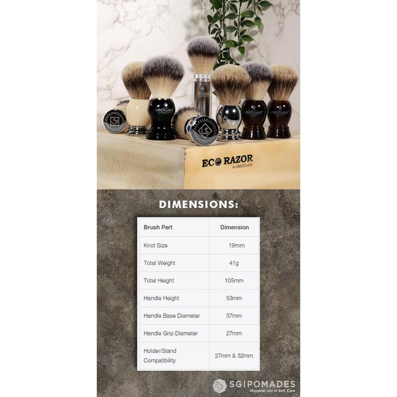 Product Introduction of Ubersuave Eco-Razor Black & Chrome Imitation Ebony Shaving Brush (Synthetic Silvertip) 0