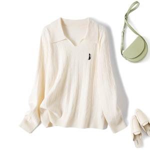 Baju Sweater Bersulam, Gaya Baru Musim Luruh, Saiz Besar, Untuk Wanita, Pelangsingan Badan dan Penyamaran Daging, Serba guna, 68665