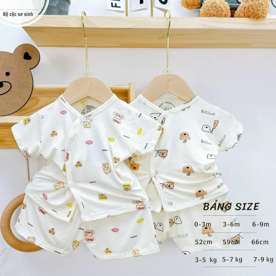 Combo 4 bộ cộc tay sơ sinh bé trai, bé gái Avalew, đồ bộ mùa hè cho bé  vải petit mềm mại co dãn Đồ sơ sinh bé gái