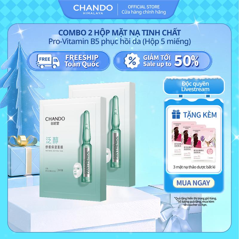   EX - MÂY ĂN ẢNH  Combo 2 Hộp Mặt Nạ Tinh Chất Hỗ Trợ Dưỡng Sáng Làm Dịu Da CHANDO Himalaya 28mL x 5 pcs Hàng Chính Hãng 