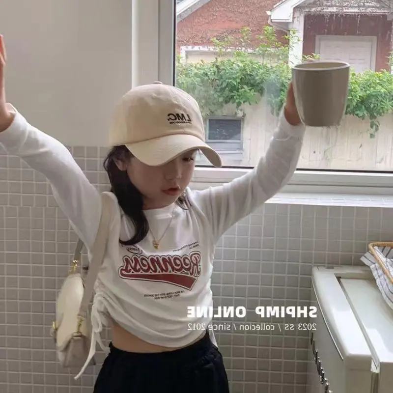Korean Style T-Shirt Anak Perempuan Lengan Panjang Design Khusus Modren Style Anak Perempuan Atasan Lengan Panjang 1