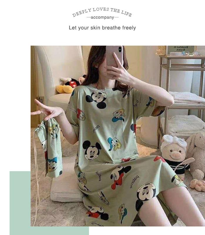 Product Introduction of Piyama musim panas rentas sempadan wanita, bersaiz besar, comel, kartun, pakaian rumah, rajutan, manis, bersaiz besar, lengan pendek, leher bulat, sehelai 8