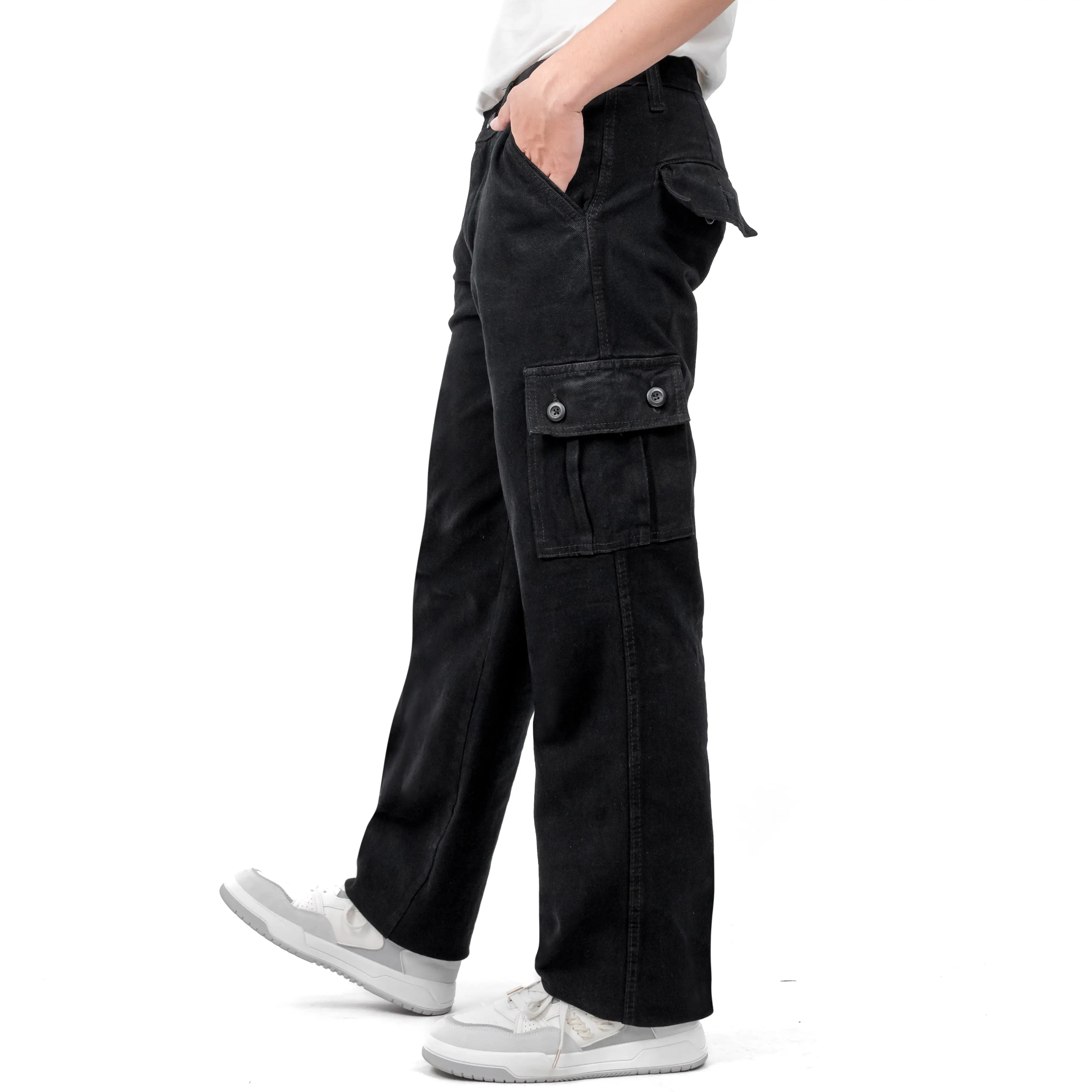 Gizmo Celana Cargo Jeans Pria Loose fit reguler gombrong / Long cargo pants Hitam Keren Nyaman Panjang