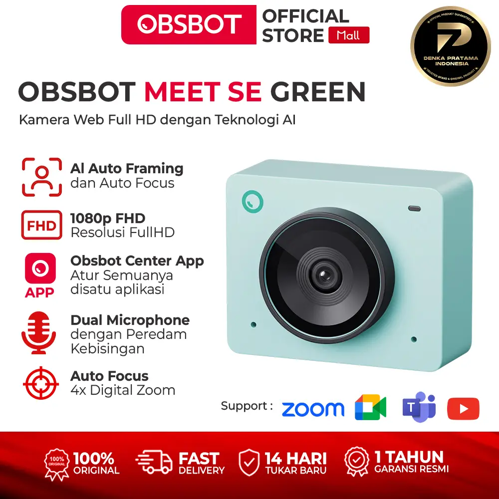 OBSBOT MEET SE GREEN - 1080P AI-POWERED STREAMING CAMERA