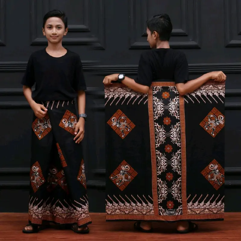{ BISA COD } Sarung Batik Anak-anak SD MI SMP MTS // Motif WAYANG & BECAK CINTA // Bahan Rayon Halus & adem // Sarung Seragam Nyaman Panjang Muslim Anak Katun 2