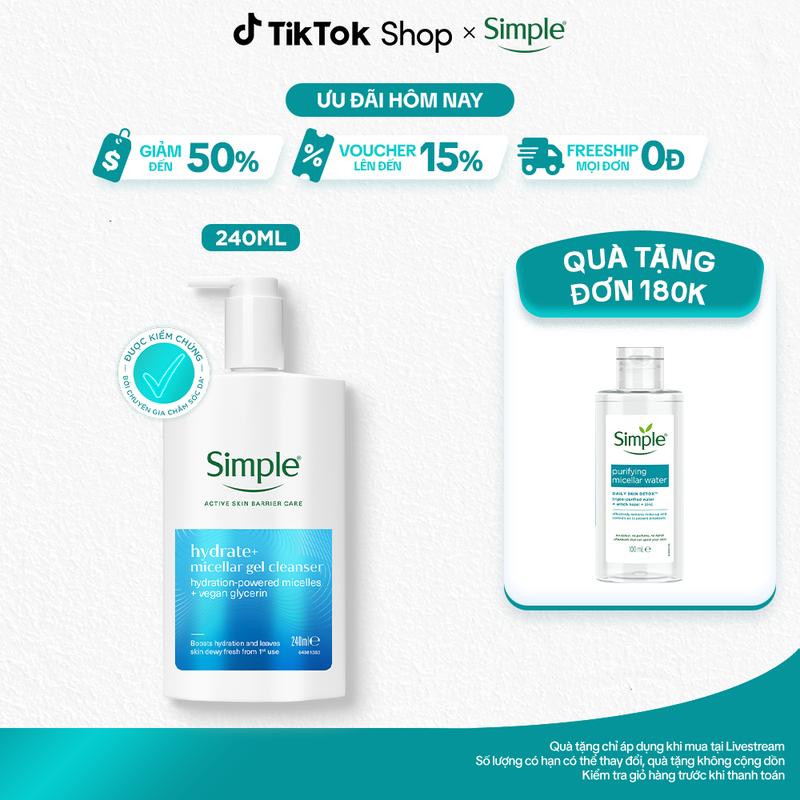 [1] Sữa rửa mặt Simple Hydrate+ 240ml Giúp Da Trông Căng Mướt