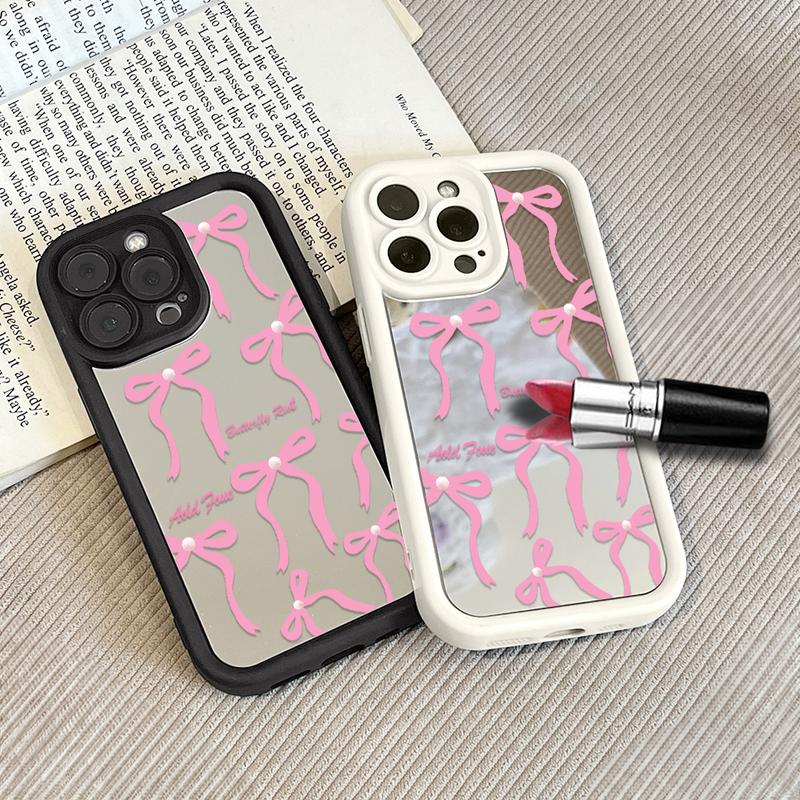 Bow Cermin Phone Case Hp Casing Softcase Compitable With Infinix Smart 8 7 6 5 Note 40 30 Hot 40 30i 10 11 Itel A70 P55 RS4 Zero 30 Tecno Spark Pova 5 20 20C Go Pro Play 2023 4G 5G C8-8009 6