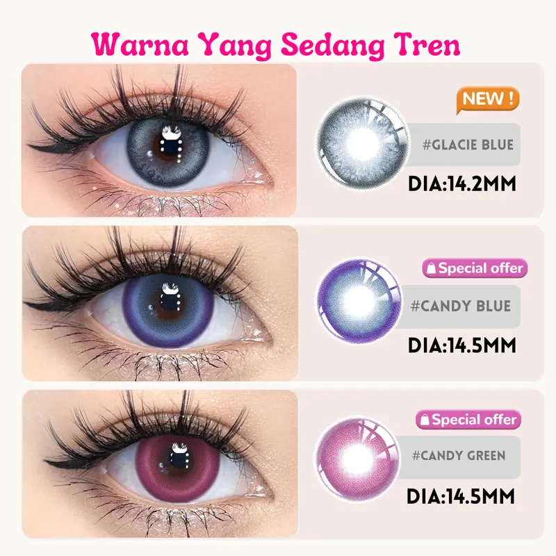 [COD] New Arrival UYAAI SOFTLENS Glacier Blue brown 1 Pasang LENSA KONTAK Warna Diameter 14.2 MM-14.5mm MINUS 0-6.00 USE 6 MONTH Eye Soflen 1