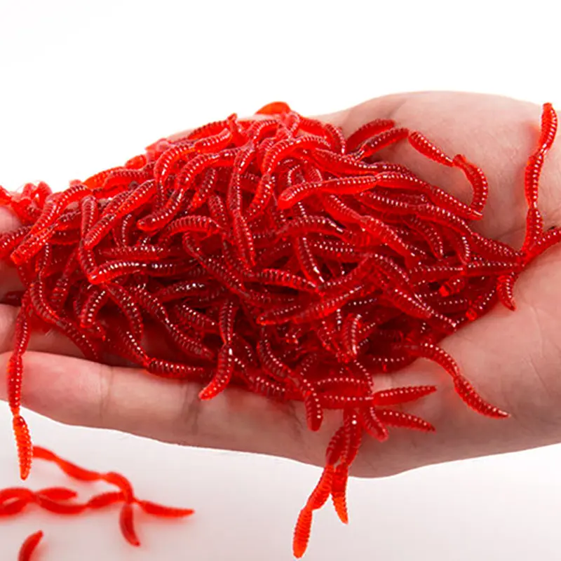 FTK 50Pcs Lifelike Fishy Smell Red Worm Soft Bait Simulation Earthworm Carp Worm Fishing Lure Artificial Silicone Pesca