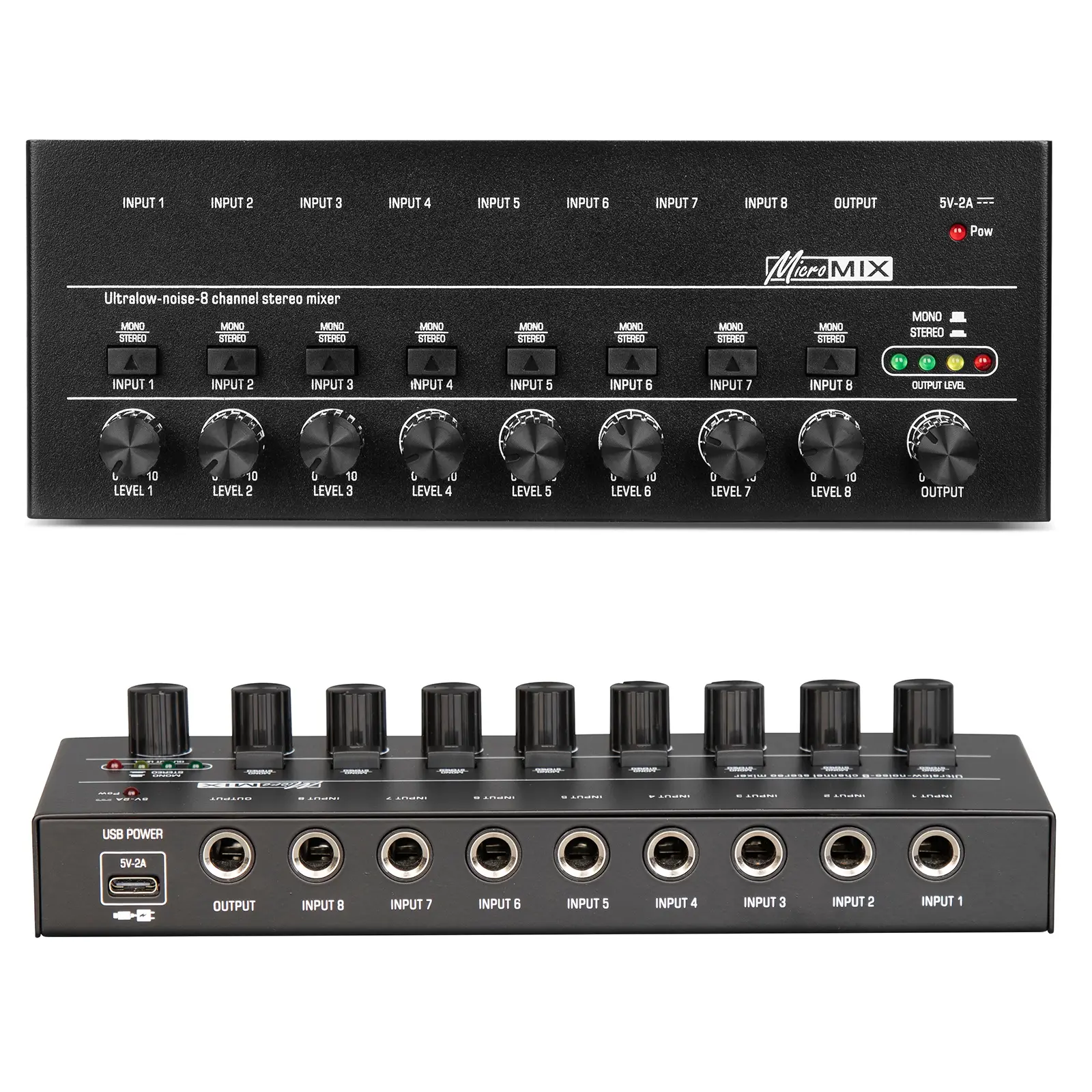 6 8 Channels Audio Mixer Portable Professional Stereo Mixer Ultra Low Noise Line Mixer USB Powered Sound Mixer for Recording Audio Equipment