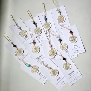 Gantungan HP Zodiac Natural Stone Premium Handmade Batu Alam Asli Sesuai Zodiak untuk Aksesori Ponsel Unik