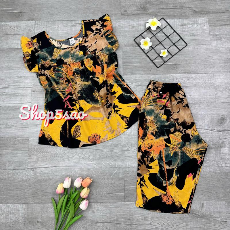  Đồ bộ tole trung niên Bộ lanh mặc nhà SHOP5SAO quần lửng có túi BIGSIZE  50-80kg  Women 