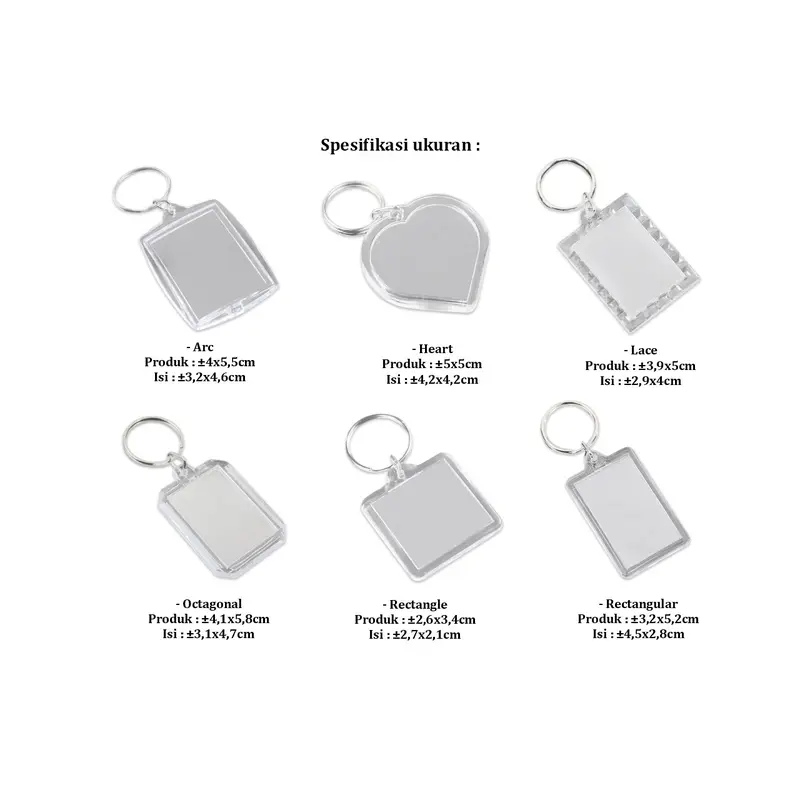 [COD] GD C1269 Gantungan Kunci Akrilik Bingkai Foto Keychain Bening Polos 8
