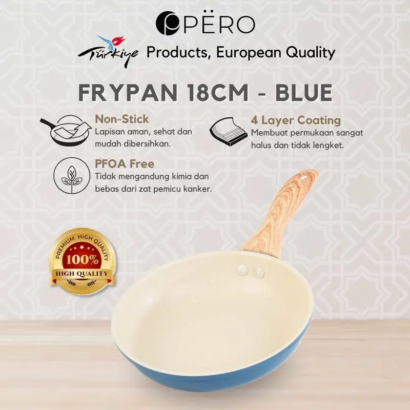 [Exclusive Jordi Onsu] Pero Frypan 18cm Nonstick Granite Wooden Handle/ Wajan Tanpa Minyak 2