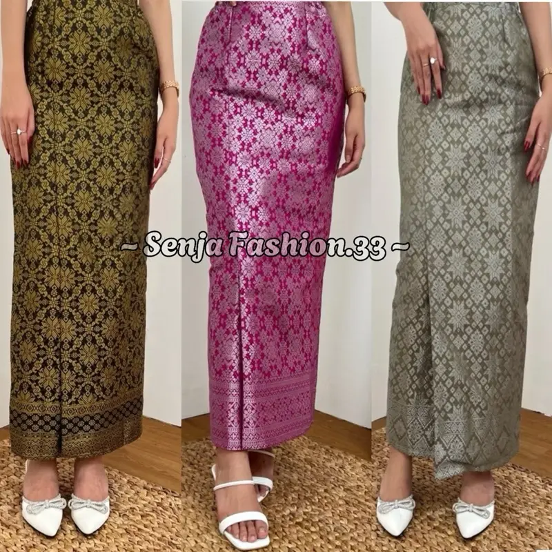 [Senja Fashion] Rok songket span//Rok songket motif//Bawahan kebaya songket//Bawahan kebaya modern//Rok songket karet instan//Rok songket Kancing Karet Kiri Dan Kanan
