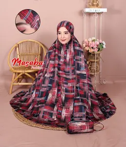 Masaba Fashion - Mukena Amani Motif Kotak Salur - Bahan Lembut Halus dan Adem