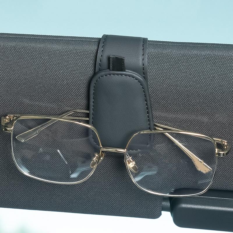 Product Introduction of Magnetic PU Leather Sunglass Holder Clip Sun Visor Glasses Card Clip Holder Interior Car Accessories 9