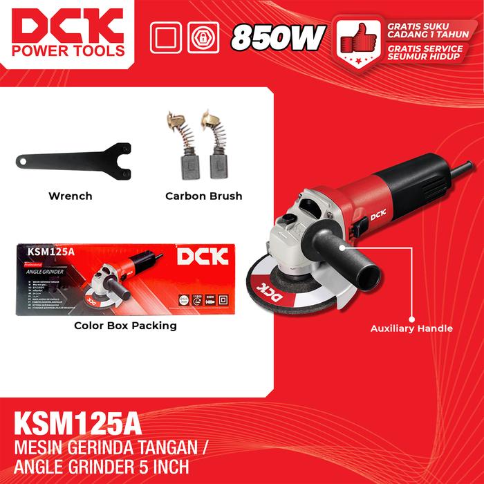 Gambar DCK Mesin Gerinda Tangan 5 Inch / Mesin Gerinda Listrik 5" / Gerinda Tangan Switch Samping 850 Watt / Grinda 5 Inch /  Angle Grinder KSM125A dari DCK Power Tools Indonesia Kota Administrasi Jakarta Barat Tokopedia