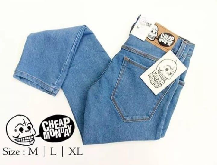 celana denim pensil baham halus lembut dan tebal Slim Panjang Jeans Pria Straight Fit 1