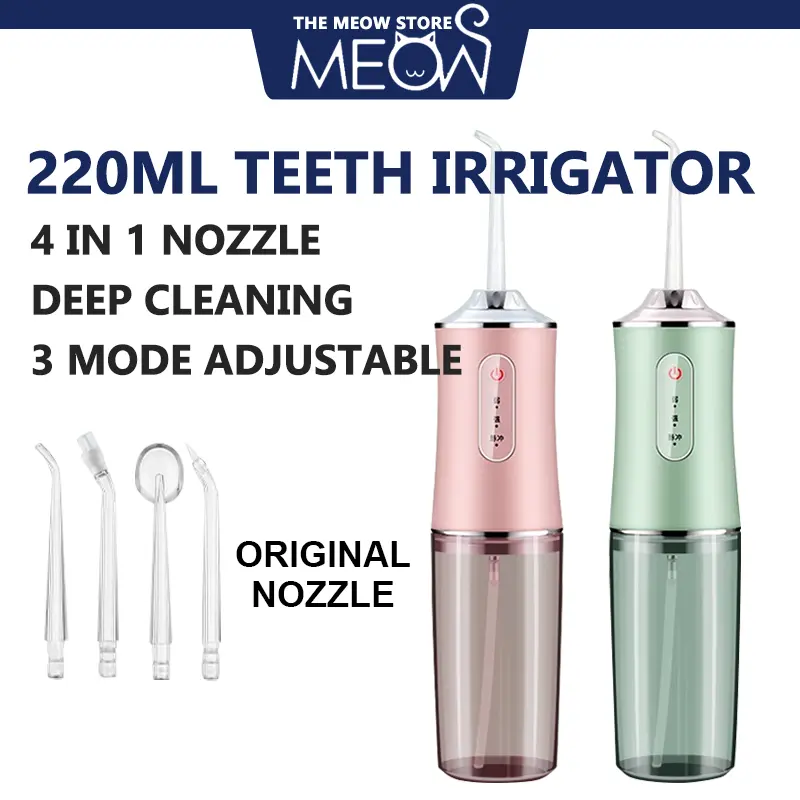 220ML Teeth Irrigator 3 Modes Adjustable 360° Teeth Cleaning Rechargeable And Portable Oral Irrigator With Nozzles Set