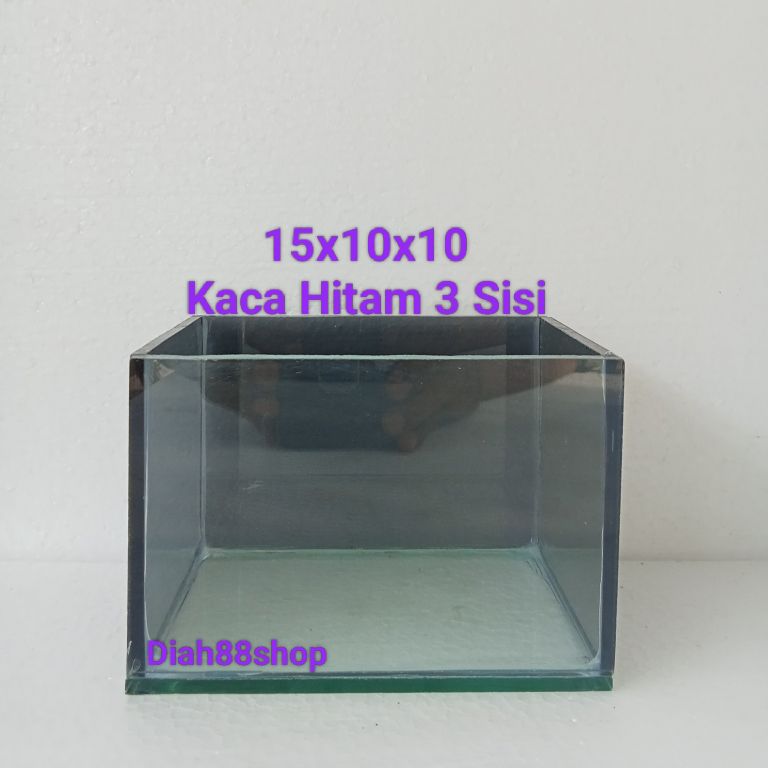 soliter cupang soliter mini 15x10x10 aquarium  cupang kaca hitam soliter kaca hitam akuarium guppy kaca soliter kaca hitam 3 sisi