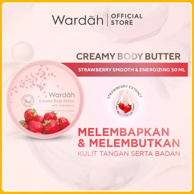 WARDAH - CREAMY BODY BUTTER 50ML | olive rose LAVENDER & GINGER STRAWBERRY PASSION FRUIT Bunga Mawar Tubuh 1