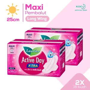 Laurier Active Day Maxi 16s Twinpack - Pembalut Long Wing 25cm