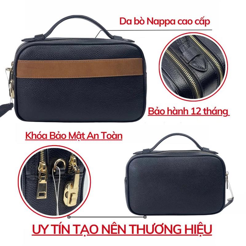  Túi Hộp Da Bò Cầm Tay 2 Ngăn Kéo Có Khóa Số Bảo Mật Cao Cấp   Chung Đồ Da   