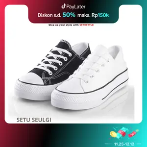 SETU Sepatu Sneaker Casual Wanita Seulgi Slip On Bahan Kanvas Kasual Tinggi Sole 2-3 cm - Karet  Shoes