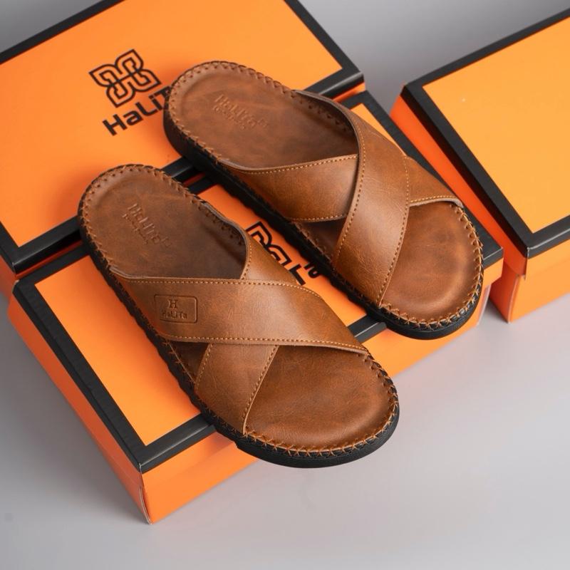 DocTor Chéo Vip DéP Da Bò Nam HaLiTa Cao Cấp Đế Cao Su Hạn Chế Trơn Trượt