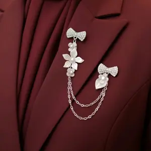 Bros Pin Rantai Jas Rumbai Malay Bros Jas Rantai Bunga Handmade untuk Tampilan Elegan dan Unik