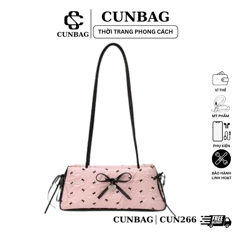 Túi Xách Nữ Tiểu Thư Nơ Ruy Băng Có Charm Tim Cực Yêu Đeo Vai CUN266