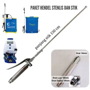 Hendel Sprayer Stenlis & Stik Panjang 150cm 120cm 100cm Paket Double Drat 14mm & 18mm untuk Sprayer Tu26 atau Elektrik 16Liter