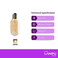 Gambar Lampu Bulb LED Edison Retro Vintage T45 4W / 4 Watt E27 - Warm White dari Pusat Lampu Jakarta Kota Administrasi Jakarta Pusat 2 Tokopedia