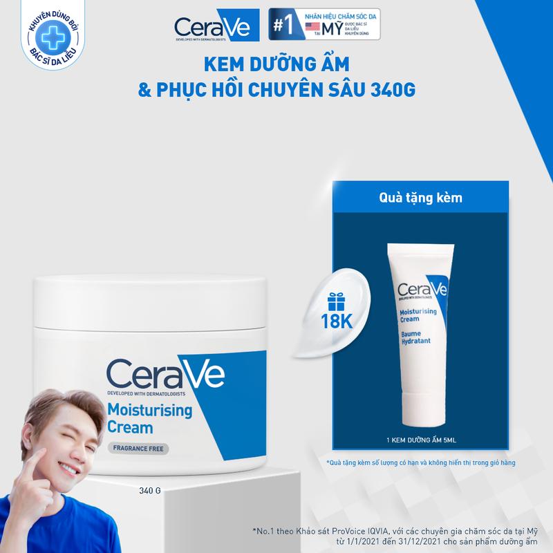 [Deal Đặc Biệt] Kem dưỡng ẩm dành cho da khô Cerave Moisturizing Cream 340g, giúp phục hồi chuyên sâu, giữ da ẩm mịn. DÙNG ĐƯỢC CHO DA MẶT VÀ CƠ THỂ_Chăm sóc da_Kem & Sữa dưỡng thể