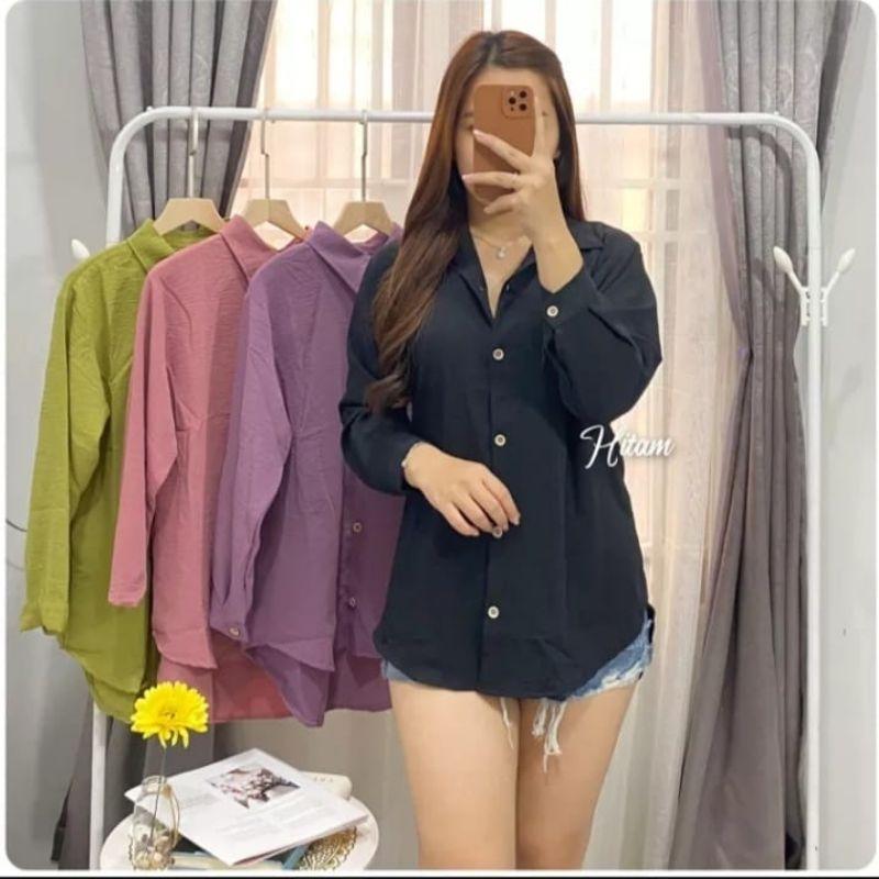 Atasan Kemeja wanita Oval bahan crinkle airflow terbaru Oversize Nyaman 5