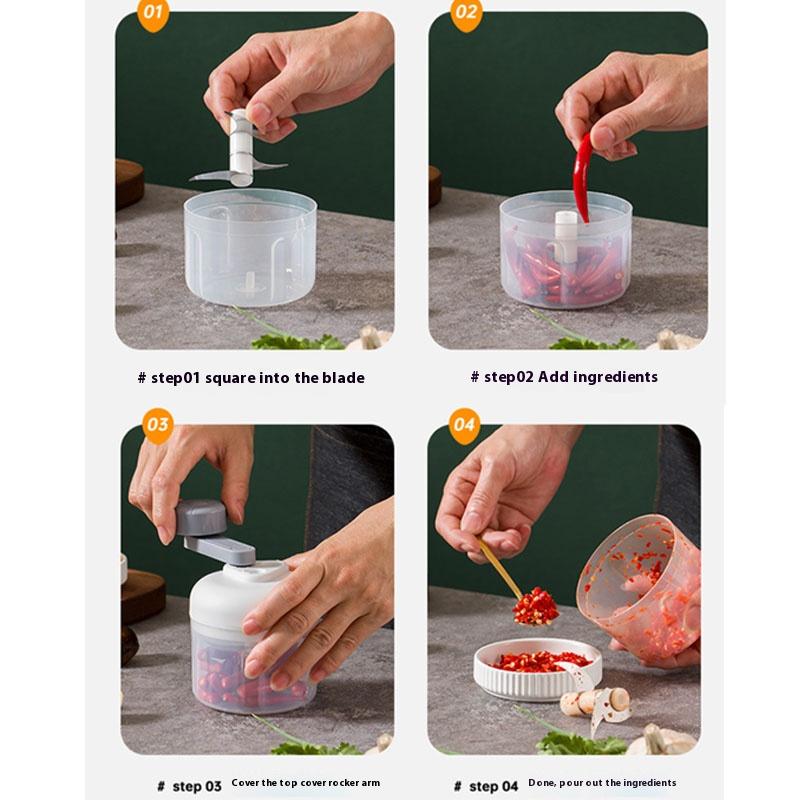 250ML Garlic Whiz: Manual Garlic Masher & Press Adjustable Speed- Crush, Chop,Mince in Seconds Garlic, chili, radish, onion, mushroom Kitchen Essentials 8