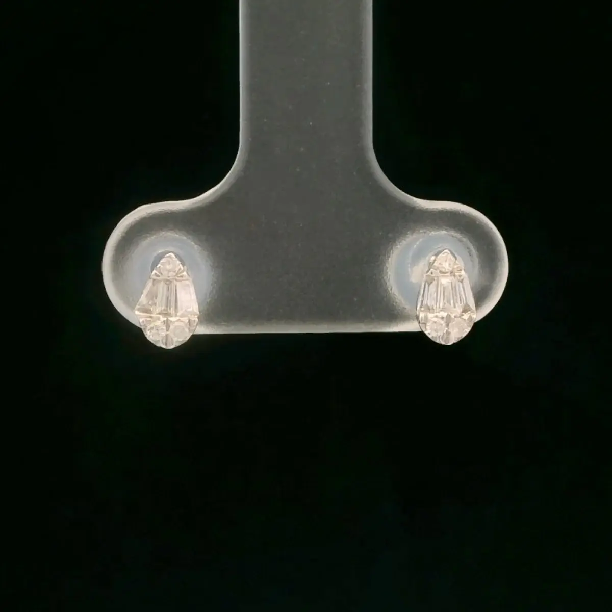 Natural Diamond Teardrop Earrings - 18K White Gold
